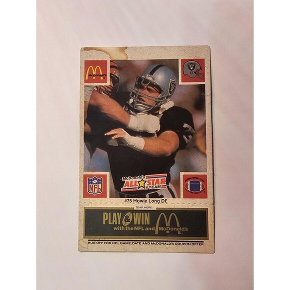 Collectible Vintage McDonalds Football Card #75 Howie Long NFL Raiders 1986 - Picture 1 of 2